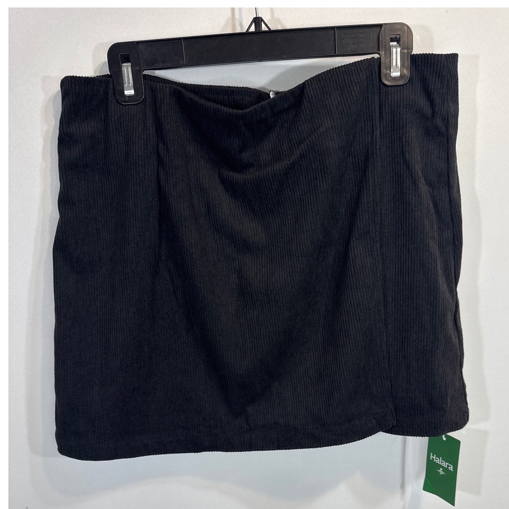 Halara Black Corduroy Mini Skirt W/ built in Short Womens XL NWT Preppy Academia